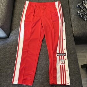 Adidas Pants Womens 1X Red Adibreak Snap Button Track 3-Stripes Originals Plus